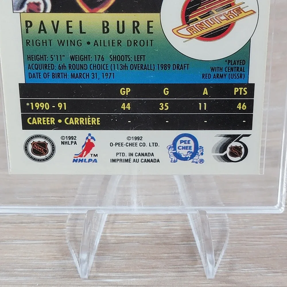 1992 O Pee Chee Premier Pavel Bure RC Rookie Card Vancouver Canucks Signed